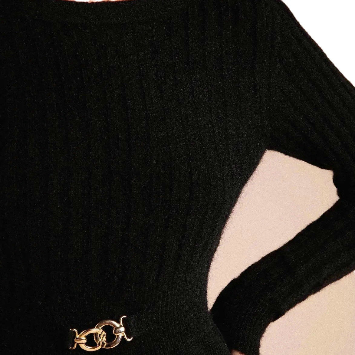 Women's Round Neck Slim Knit Wool Dress Dresses