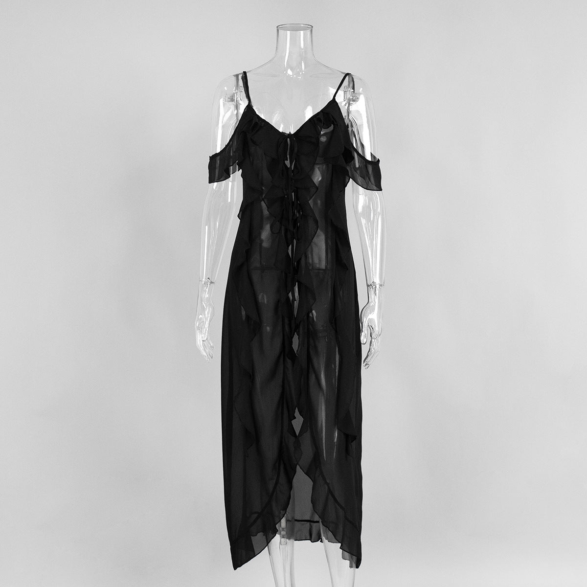Women's Break Tea Sexy Suspender Dress Summer Ruffled Dresses