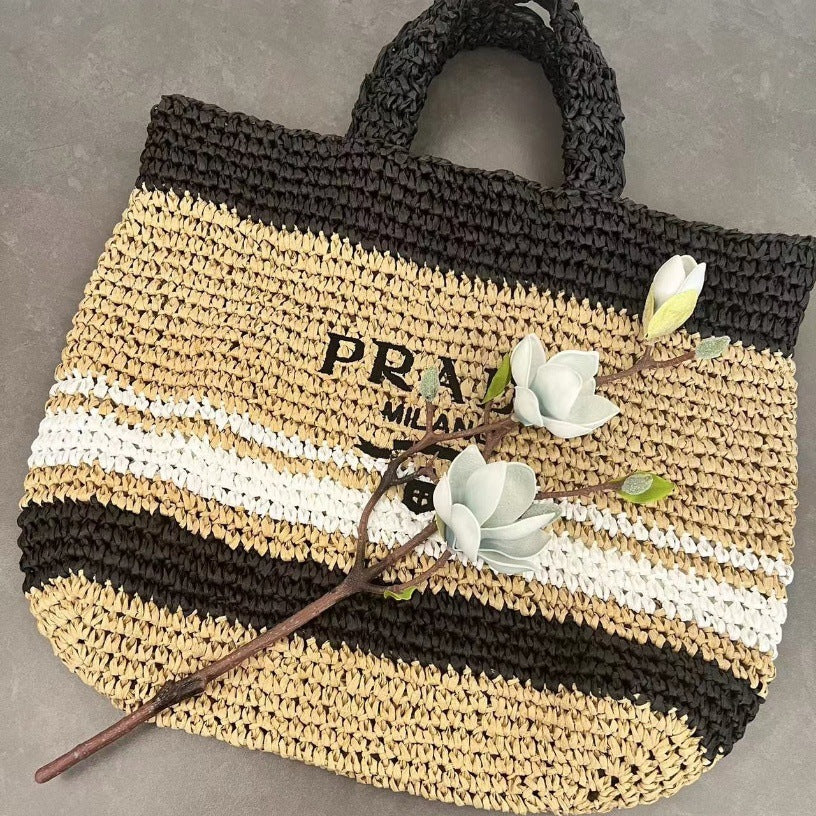 Women's Woven Handmade Beach Mori Style Solid Handbags