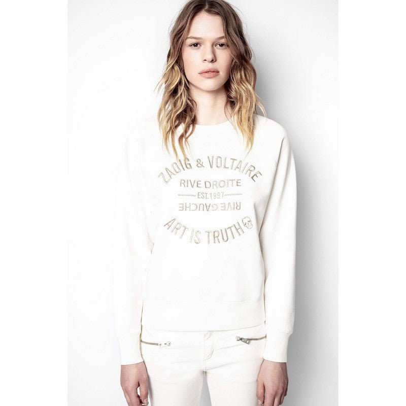 Women's Minority Classic Letter Embroidery Pink Cotton Sweaters