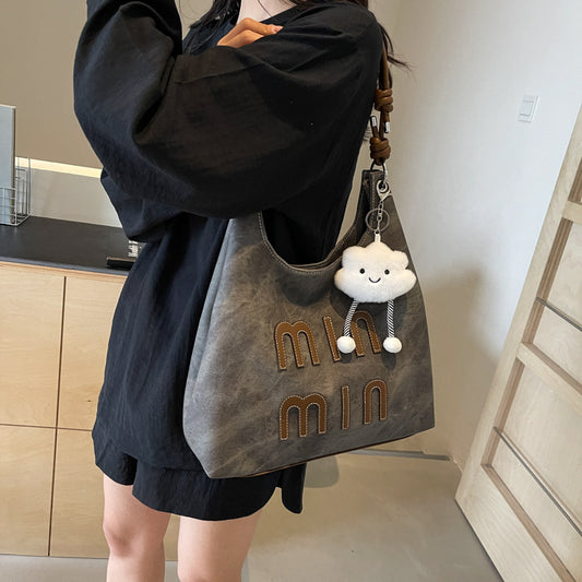 Women's Retro Korean Type Denim Underarm Fashion Handbags