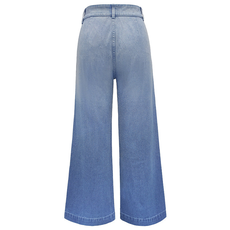 Women's Autumn Street Style Wide Leg Trousers High Jeans