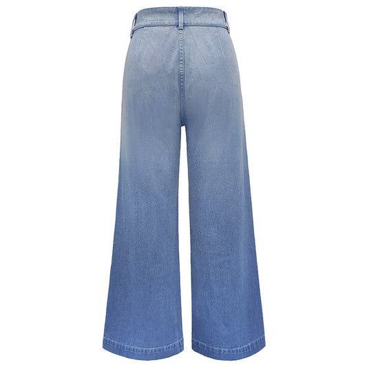 Women's Autumn Street Style Wide Leg Trousers High Jeans