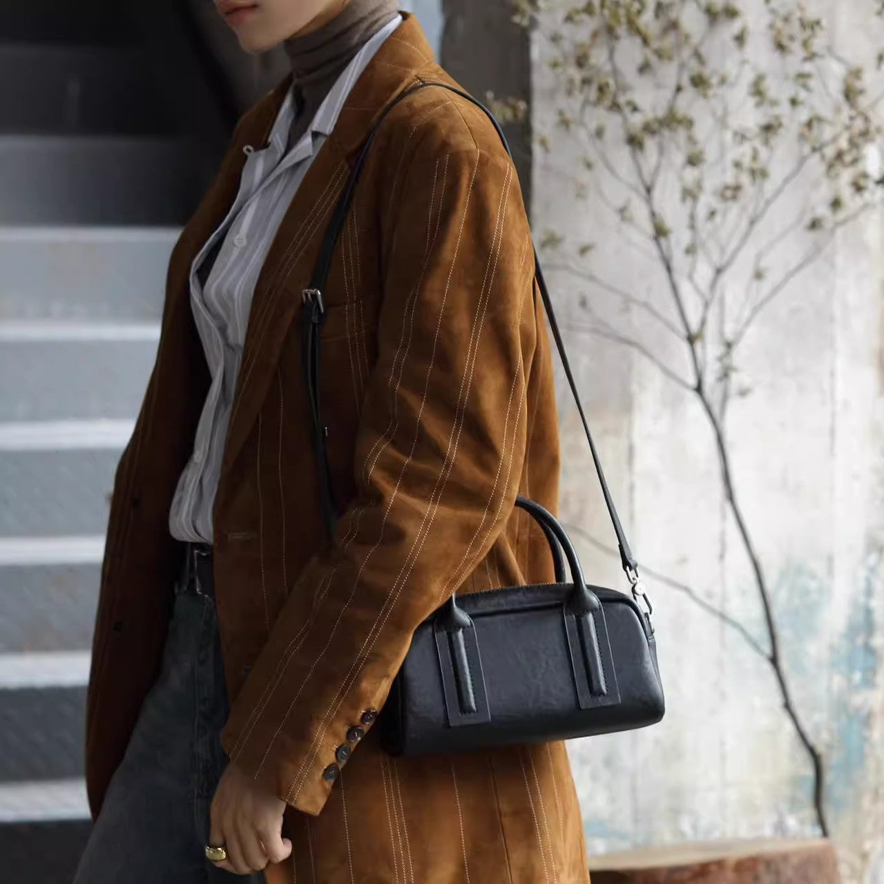 Women's Genuine Leather Vegetable Tanning Retro Boston Shoulder Bags