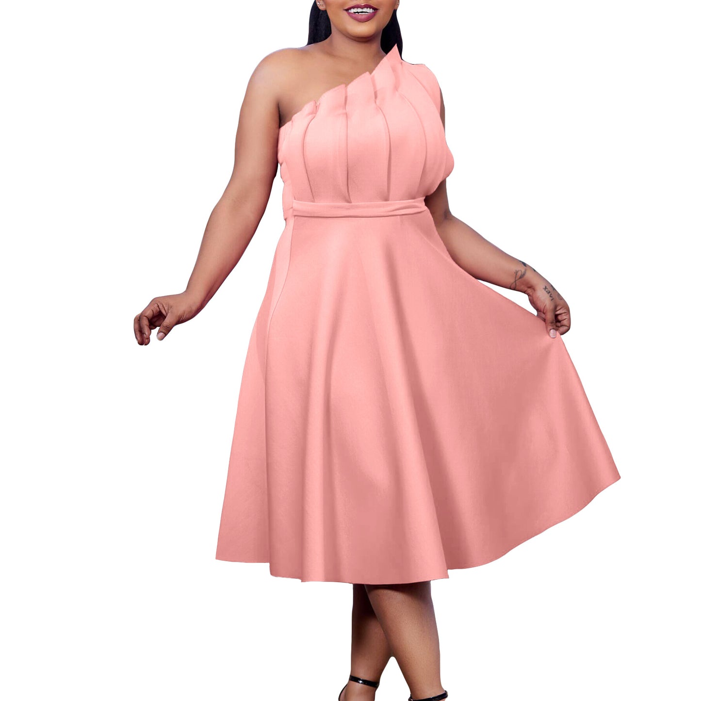 Women's Temperament Pure Color Sexy High Waist Plus Size