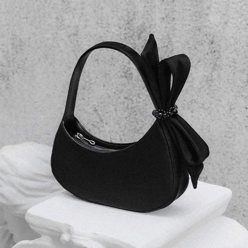 Creative Female Design Bow Moon Textured Handbags