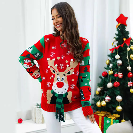 Christmas Elk Scarf Holiday With Lights Sweaters