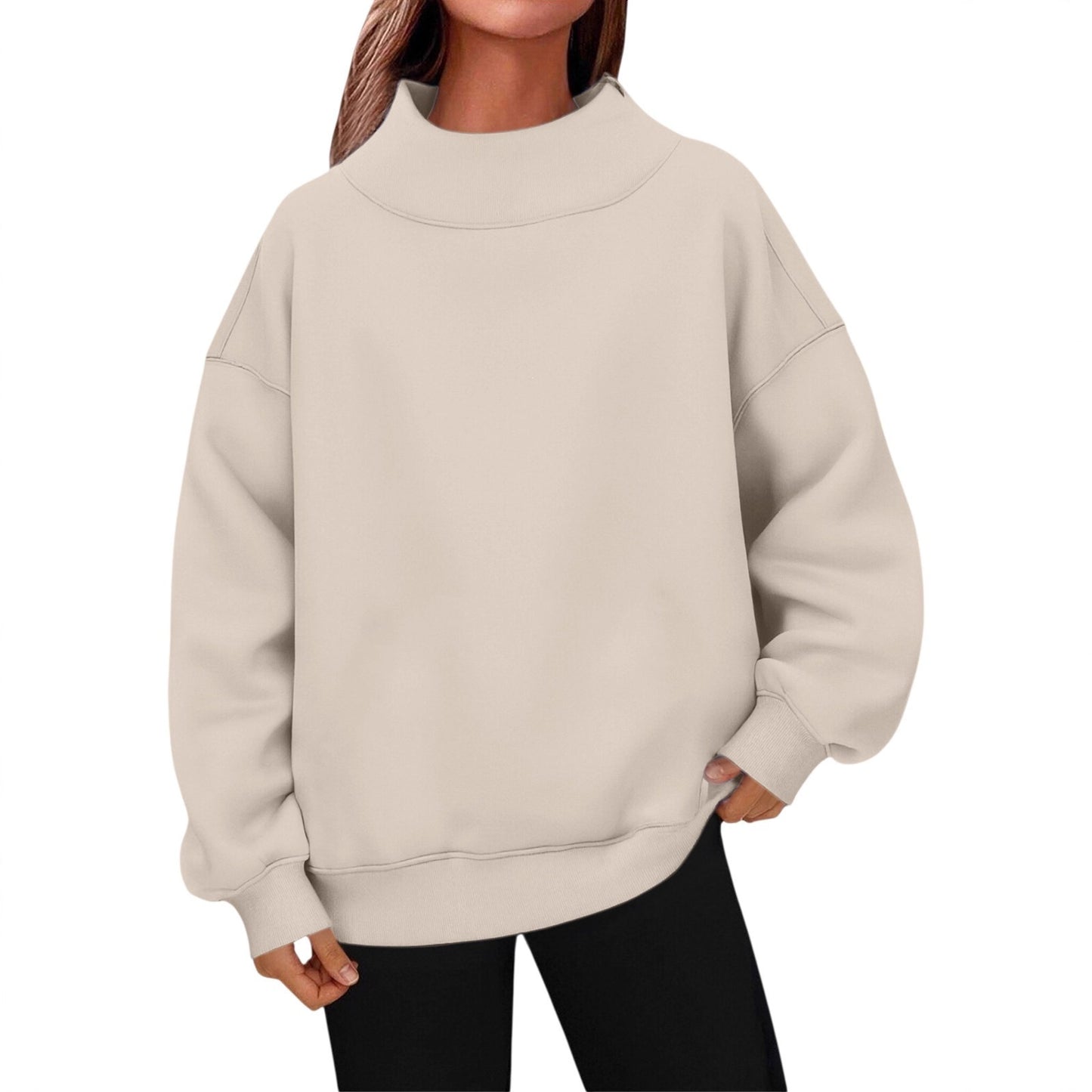 Women's Long-sleeved Turtleneck Pullover Sweatshirt Casual Veet Women's Sweater, Sweater