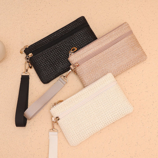 Woven Clutch Storage Buggy Long Double Handbags