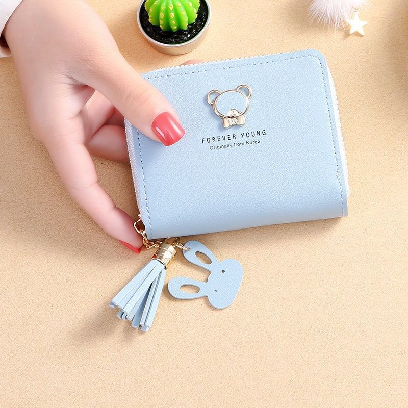 Tassel Female Short Cute Bear Zipper Ladies Wallets