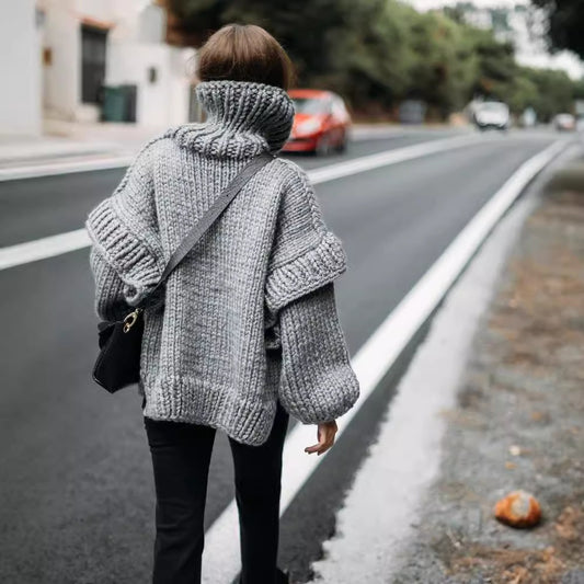 Women's Pullover Fluffy Long Sleeve Turtleneck Sweaters