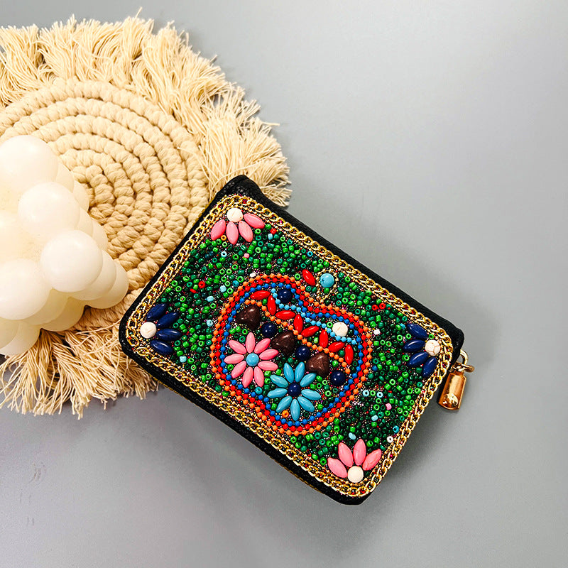 Ethnic Style Vintage Organ Handmade Bead Single Card Holder