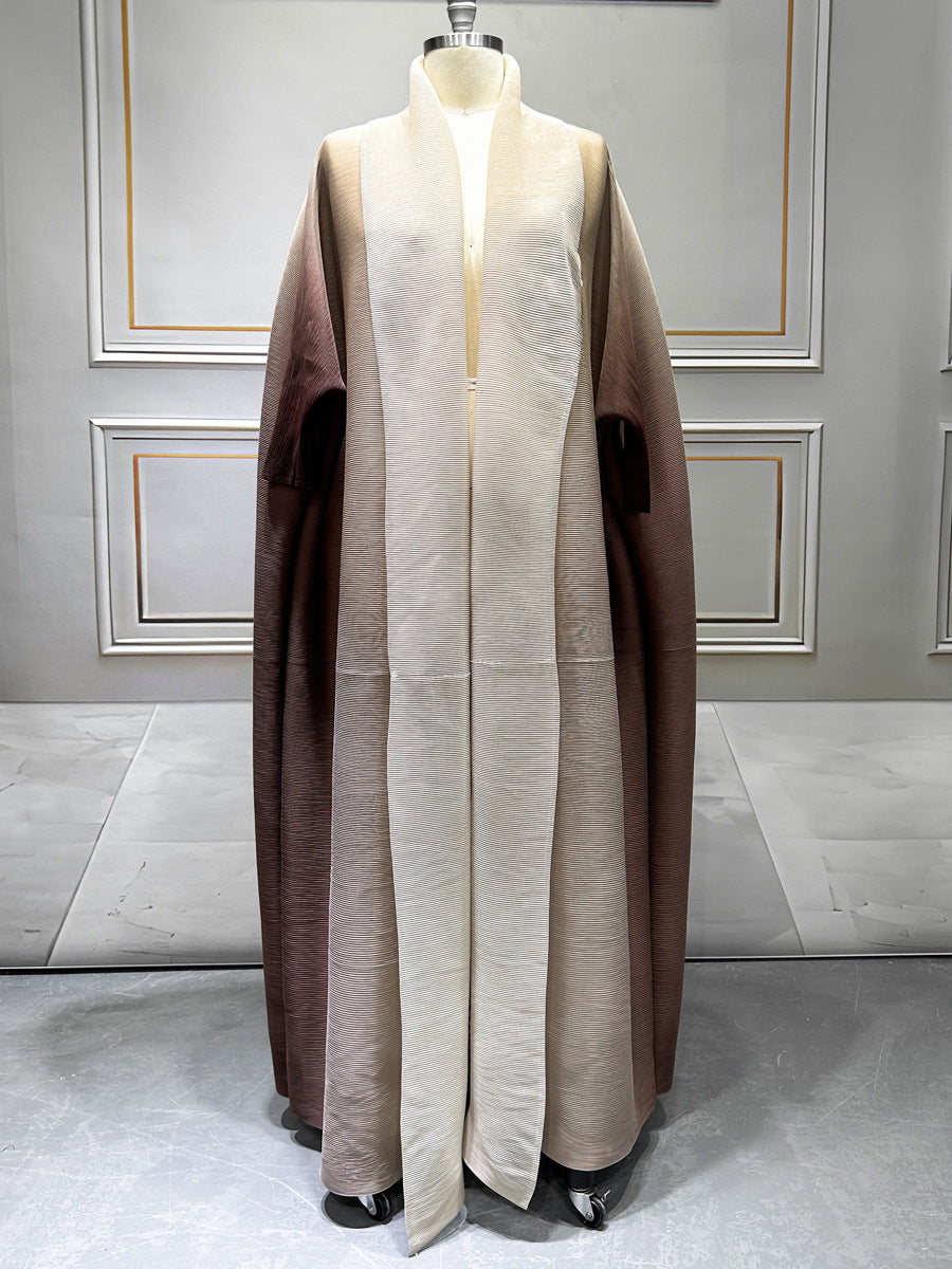 Women's Pleated Gradient Trench High-grade Robe Arab Coats