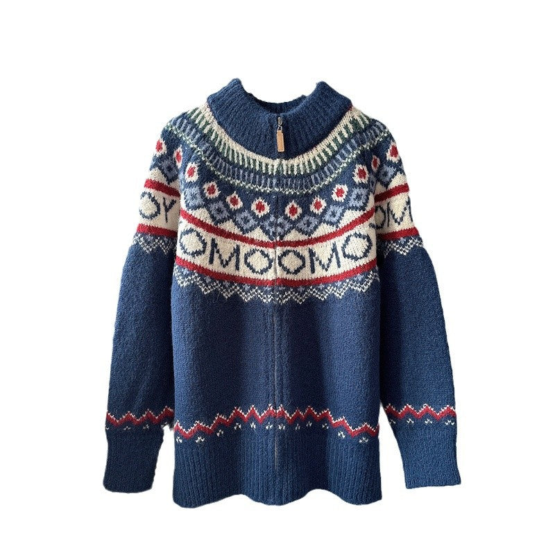 Women's Vintage Jacquard Idle Style Turtleneck Christmas Sweaters