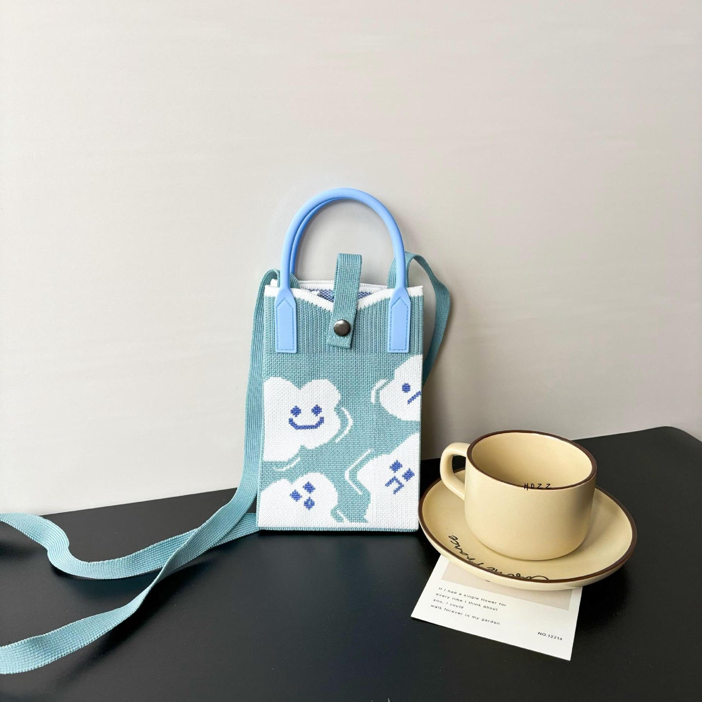 High Sense Mobile Cartoon Knitted Dopamine Bags