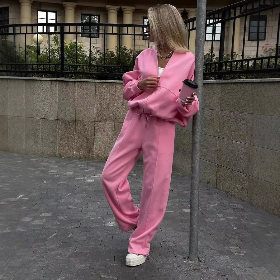 Women's Autumn Zipper Casual Sweatshirt Outfit Two-piece Suits