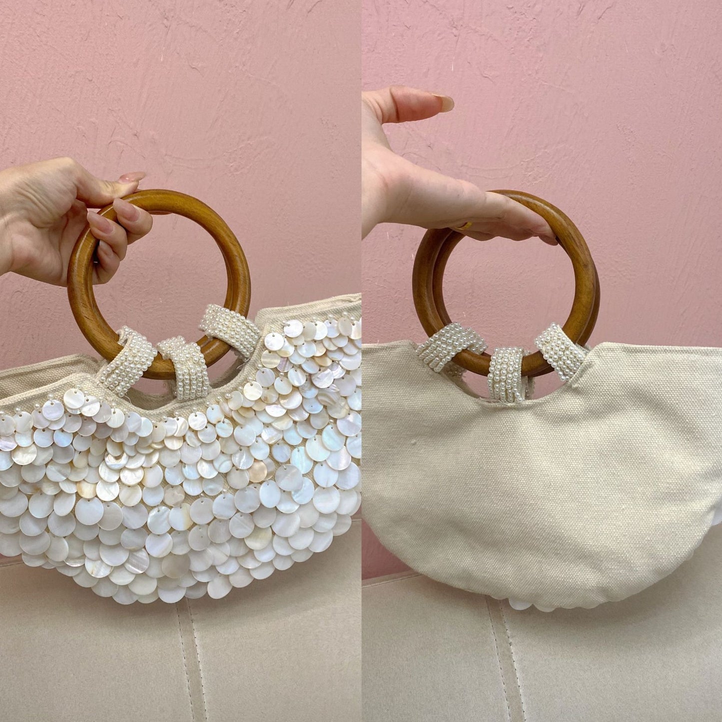 Classy Durable Fairy Handmade Shell Wooden Handbags