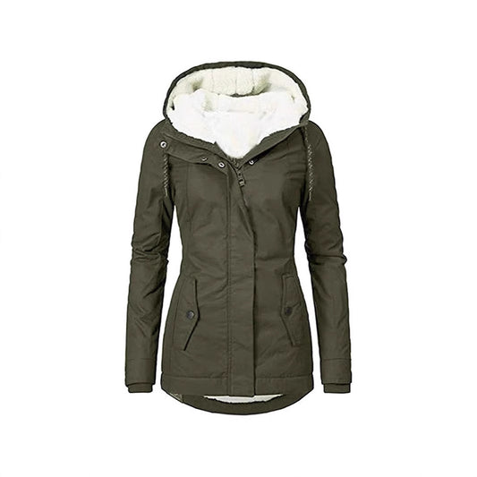 Casual Solid Color Mid-length Commuter Fleece Padded Female Charge Coats