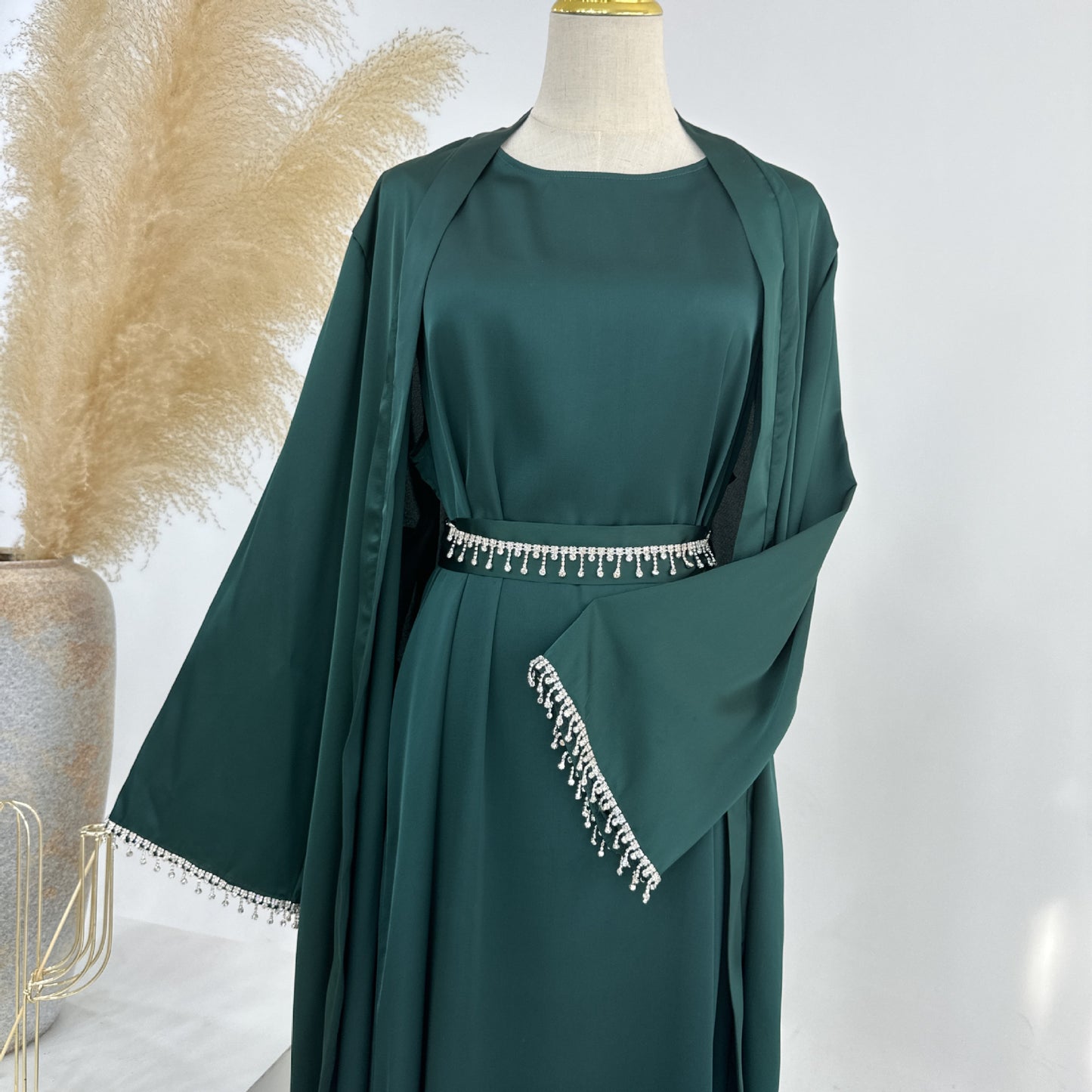 Solid Color Beading Dress Crystal Chain Dresses