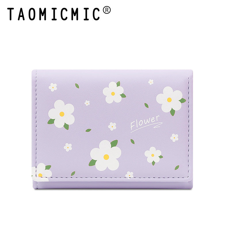 Women's Short Type Simple Creative Cute Flowers Ladies Wallets