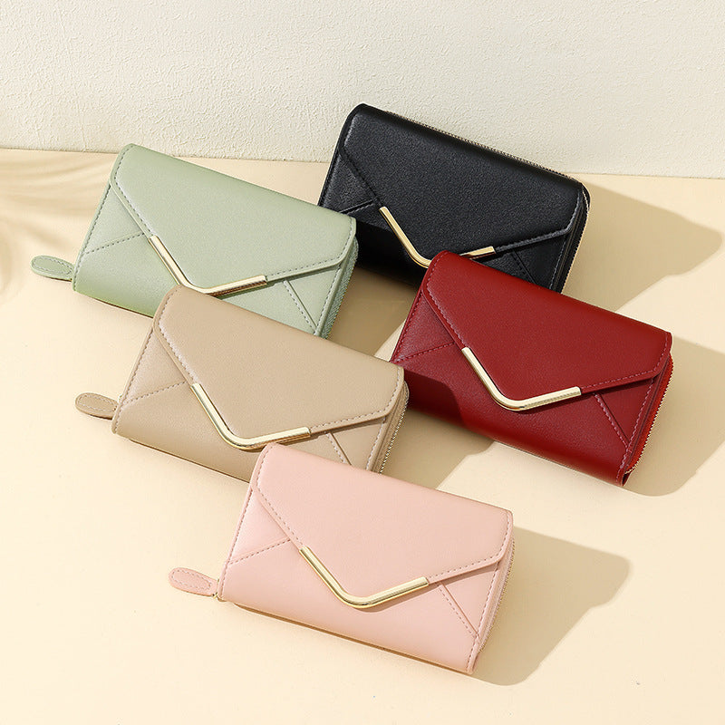Women's High-grade Envelope Zipper Minimalist Multiple Slots Ladies Wallets