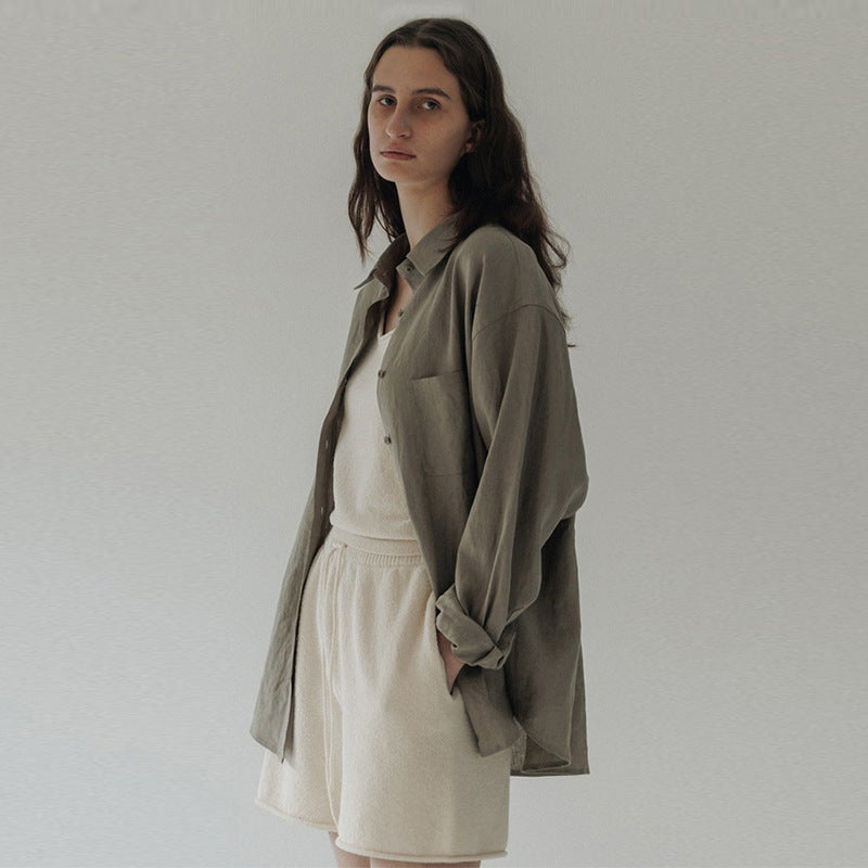 Women's High Round Breathable Texture Niche Basic Blouses