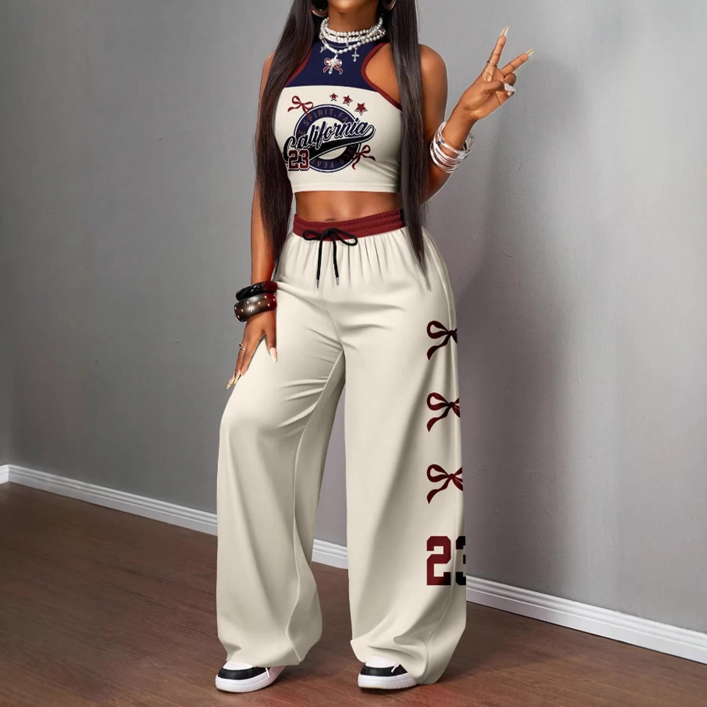 Hot Hip Hop Sports Street Printing Wide Fashion Casual Suit
