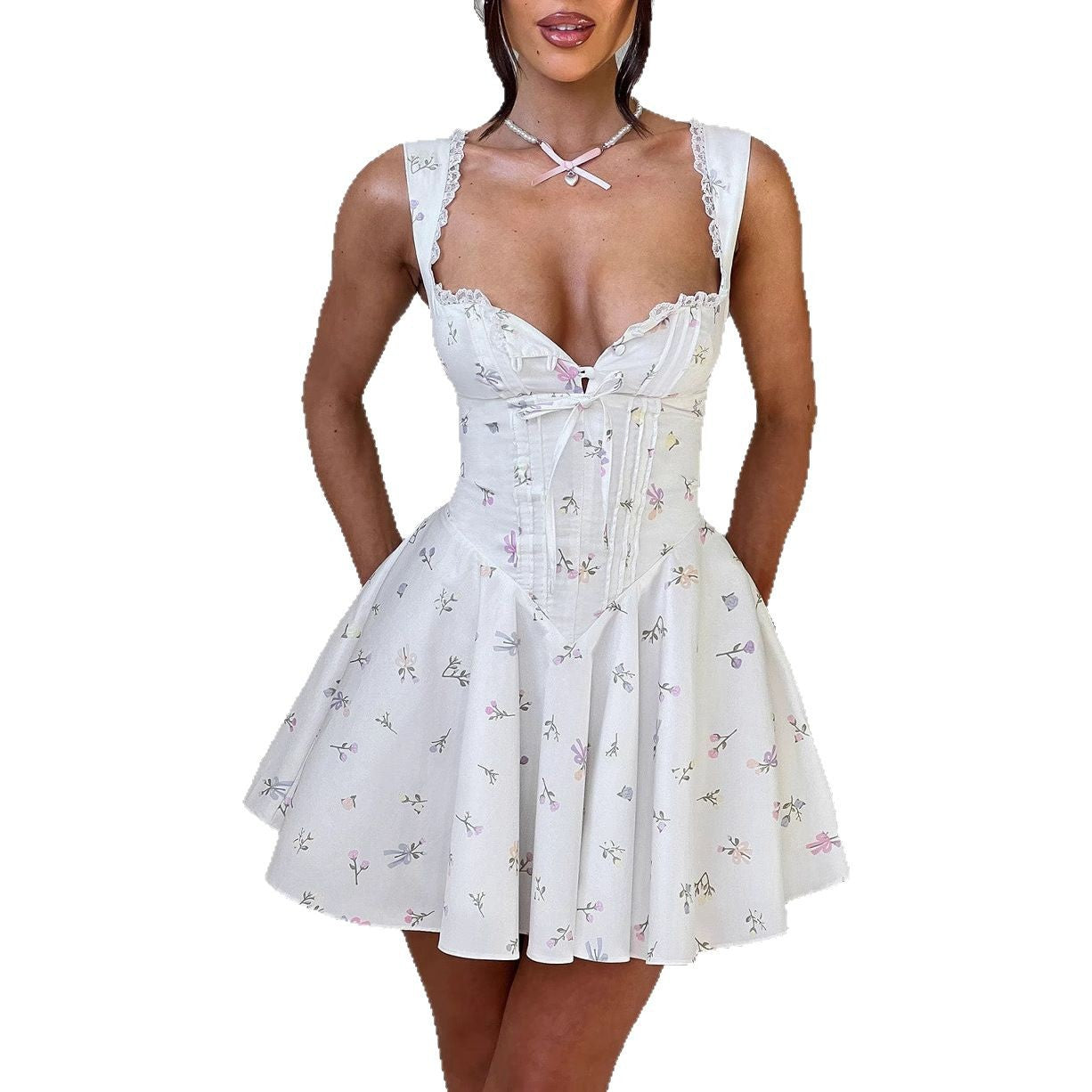Women's Lace Stitching Hot Suspender Dress Slim Fit Dresses