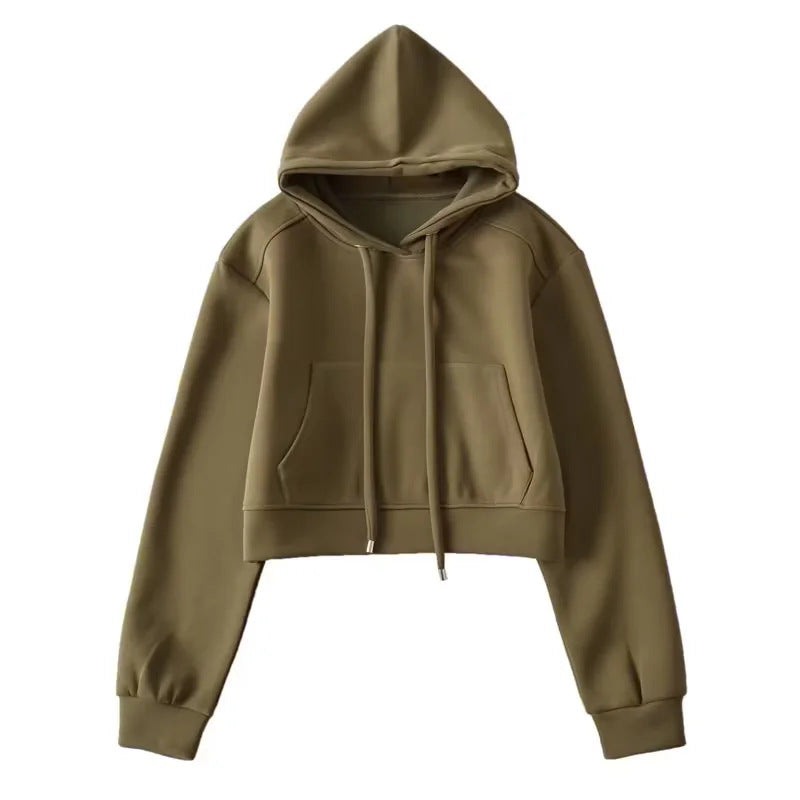 Women's Basic Hooded Large Pocket High Waist Sweaters