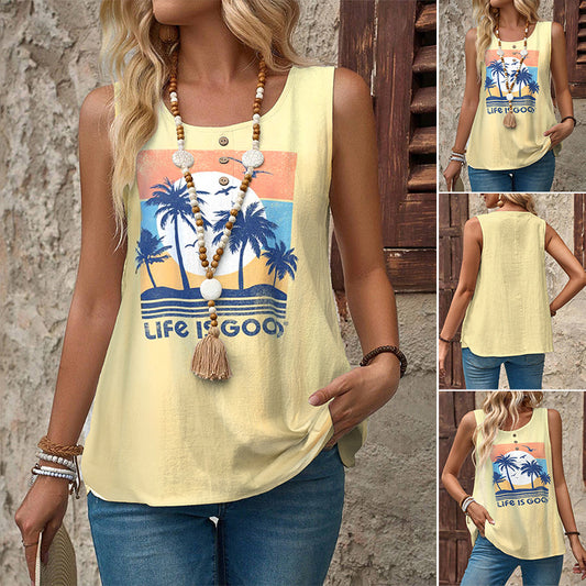 Women's Round Neck Gradient Color Matching Casual Women's T-shirt