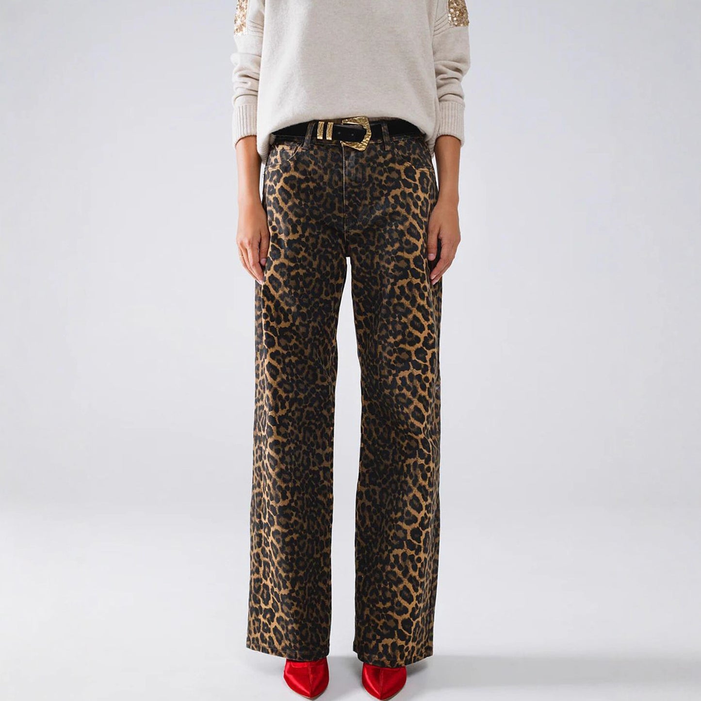 Glamorous Elegant Casual Fashion Leopard Denim Jeans