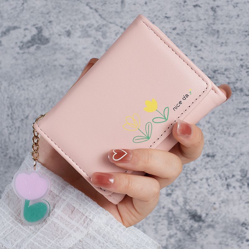 Women's Short Solid Color Simple Printed Cute Ladies Wallets