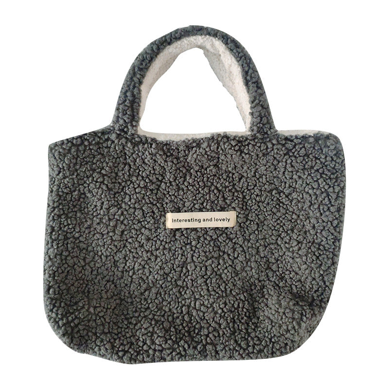 Lamb Wool Plush Lunch Large Capacity Handbags
