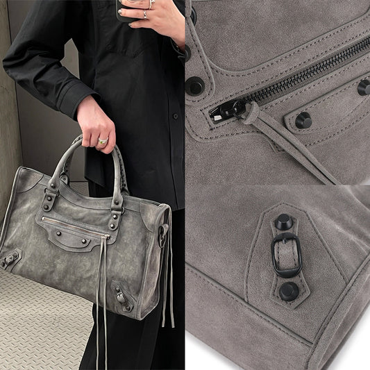 Retro Cowhide High-grade Motorcycle Large Capacity Handbags