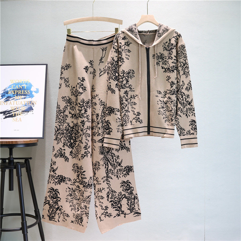 Women's Ink Painting Jacquard Loose-fitting Knitted Wide Tops