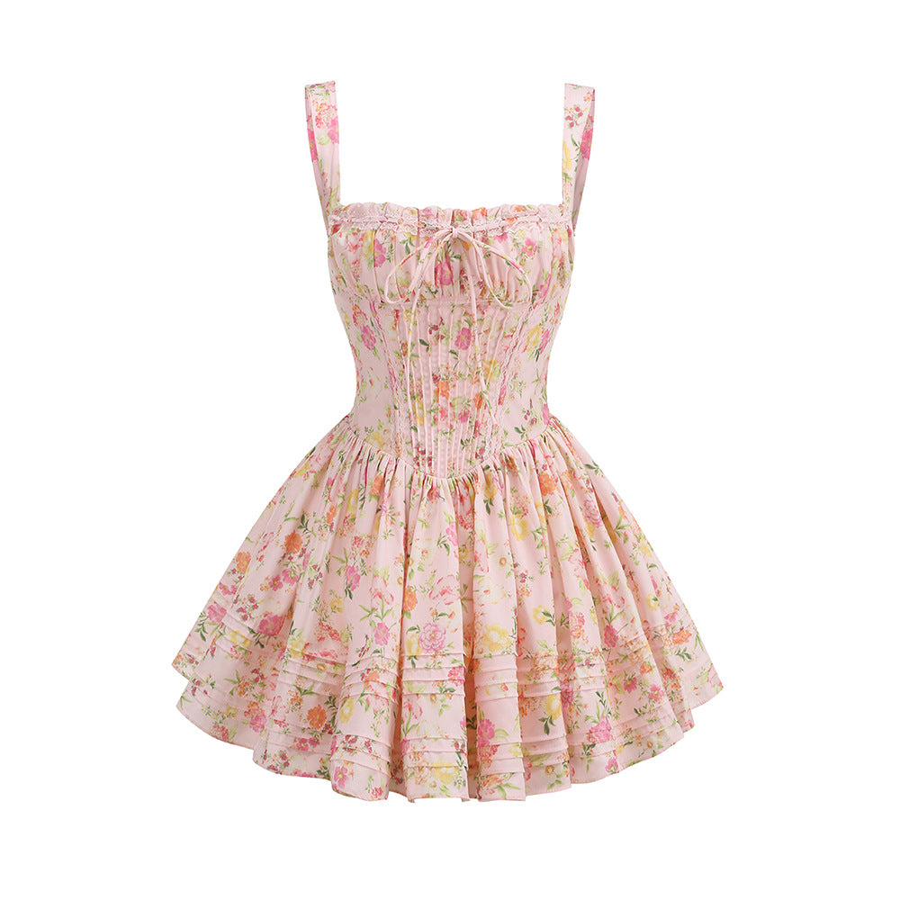 Women's Summer Sexy Floral Suspender Dress Elegant Dresses