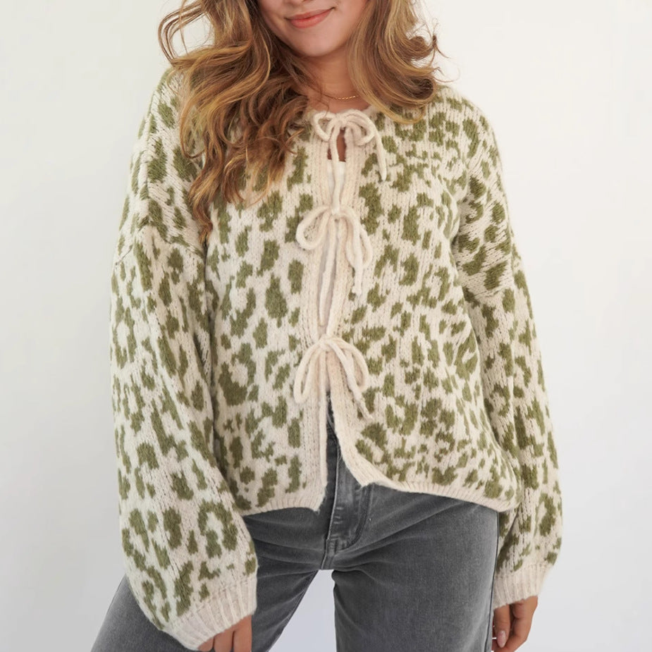 Women's Russian Loose Contrast Color Striped Embroidery Sweaters