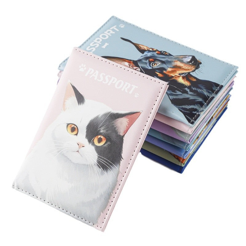 Kitten Puppy Color Printing Passport Cover Document Card Holder