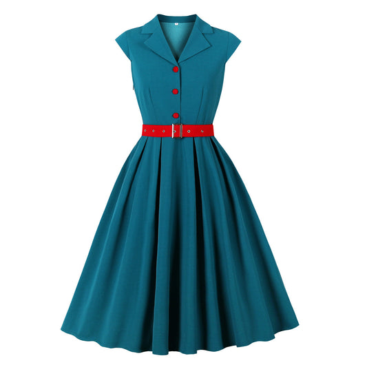 Women's High Waist Temperament Vintage Dress With Dresses