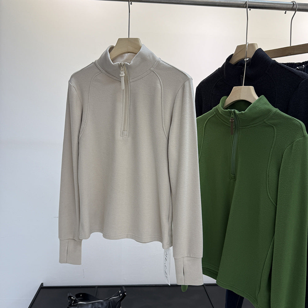 Fabric Stand Collar Bottoming Long Sleeve Blouses