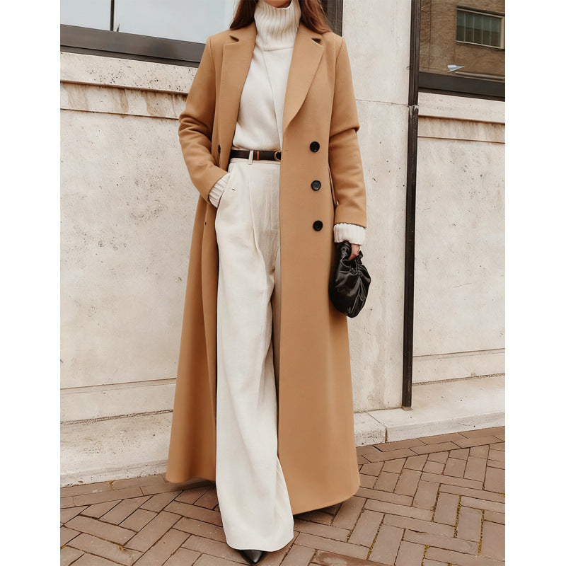 Women's Large Loose Casual Long Pure Color Coats