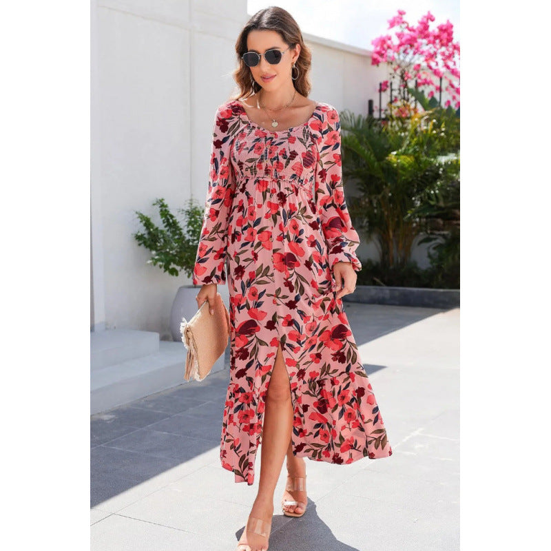 Autumn Fashion Printed Long Sleeve Elastic Blouses