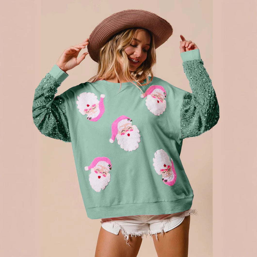 Women's Sweet Sequins Sleeve Christmas Long Sweaters