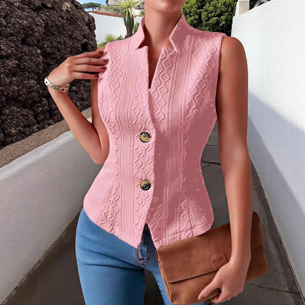 Women's Commuter Button Sleeveless Waistcoat Female Women's Vest