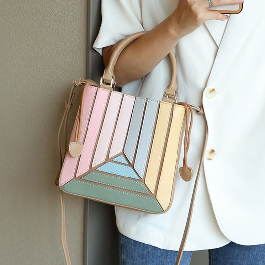 Western Style Color Contrast Patchwork Fashionable Small Square Bags