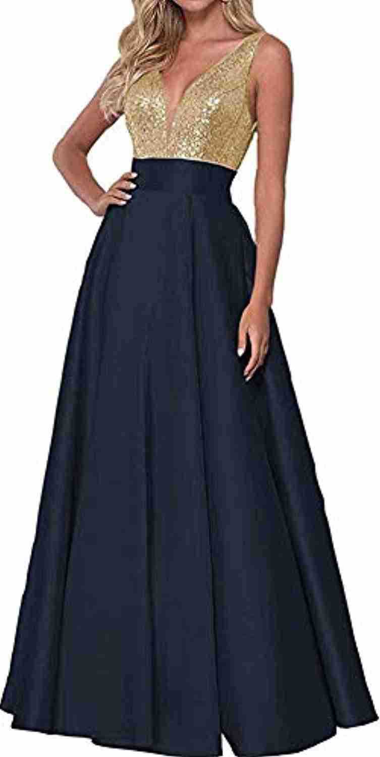 Women's Sequined Rose Gold Dress Ball Gown Wedding Dresses