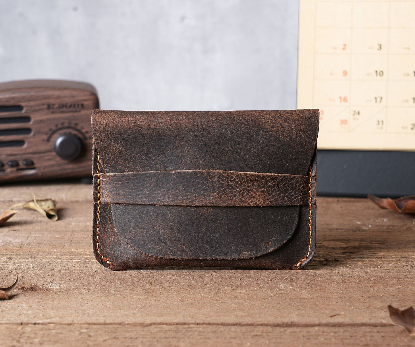 Men's Cattlehide Real Cowhide Crazy Horse Leather Card Holder