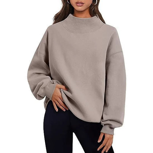 Women's Fashion Casual Style Fleece Shirt Thick Half Turtleneck Sweaters