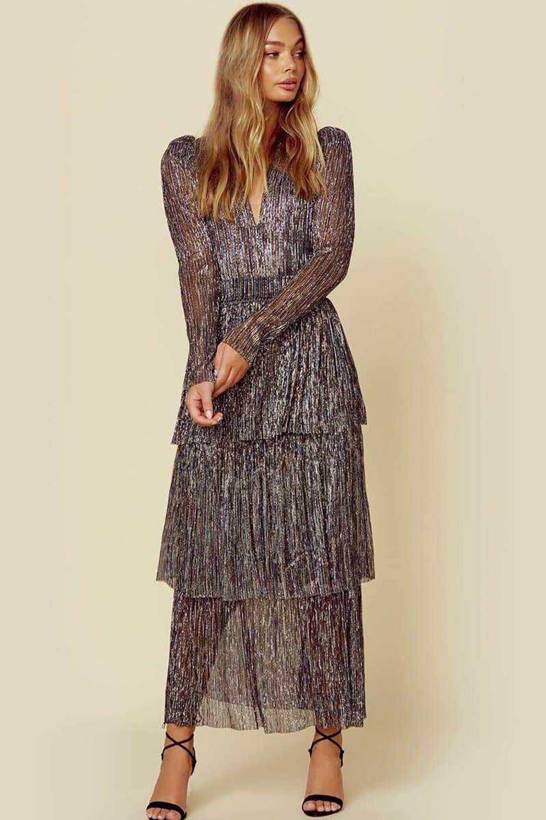 Fashion Long Temperament Commute Printed Black High Waist Dresses