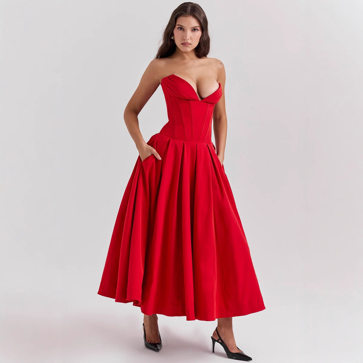 Autumn Solid Color Large Swing Sleeveless Suits